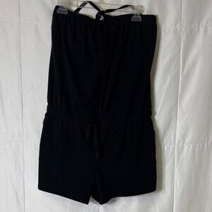 Soho‎ Street Strapless Romper Large Black Drawstring Waist Soft Knit